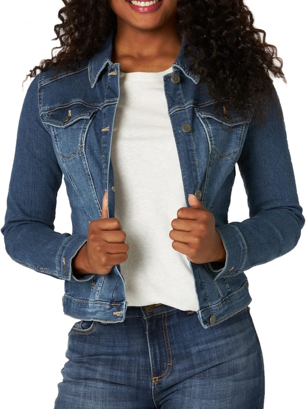 Lee Riders Indigo Women's Medium Blue Classic Denim Jacket, Stretchy Size L